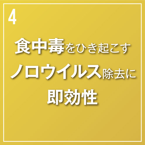 食中毒をひき起こすノロウイルス除去に即効性